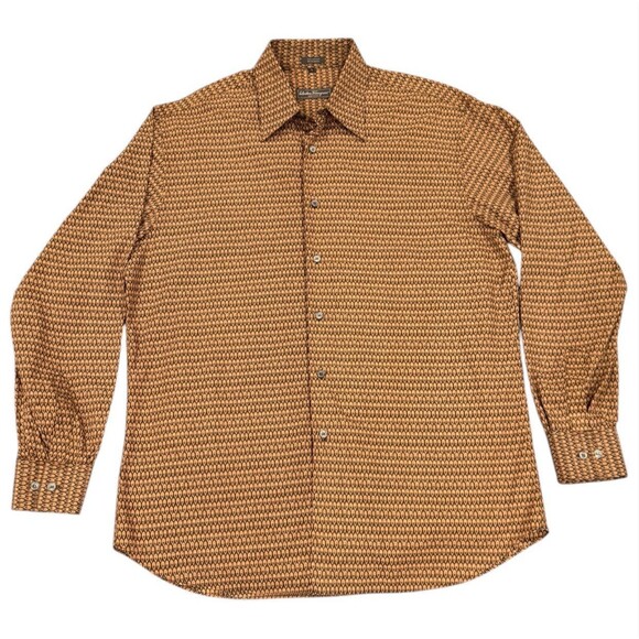 Salvatore Ferragamo All Over Abstract Design Button Up Shirt Men’s Large - Picture 1 of 5